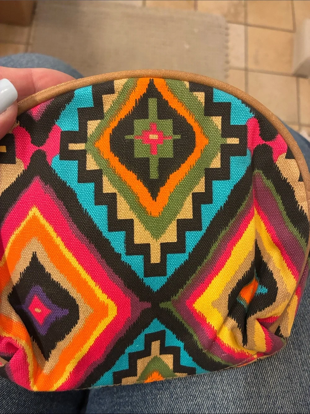Boho Geometric Multi-Color Cosmetic Pouch‎ -